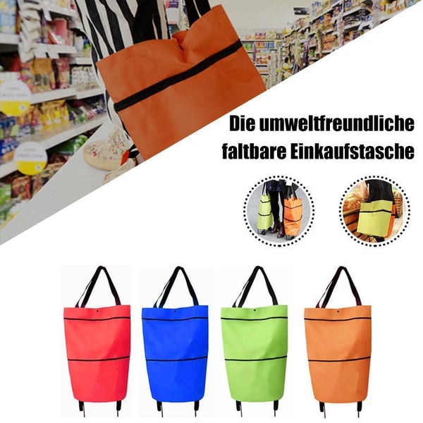 🌱✨ Limited Time 46% OFF✨ Collapsible Rolling Shopping Bag, Portable Foldable Wheeled Grocery Tote Bag Reusable Handbag For Supermarket Market Travel