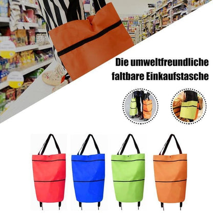 🌱✨ Limited Time 46% OFF✨ Collapsible Rolling Shopping Bag, Portable Foldable Wheeled Grocery Tote Bag Reusable Handbag For Supermarket Market Travel