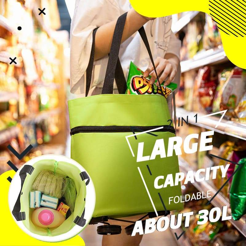 🌱✨ Limited Time 46% OFF✨ Collapsible Rolling Shopping Bag, Portable Foldable Wheeled Grocery Tote Bag Reusable Handbag For Supermarket Market Travel