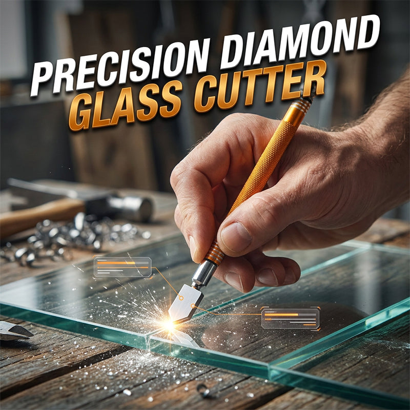 🔥HOT SALE 50% OFF🔧💎Professional Diamond Glass Cutter – Precision carbide tip, alloy handle & anti‑slip grip. Clean cuts on tiles, mirrors & thick glass – save on professional fees! 🛠️✨
