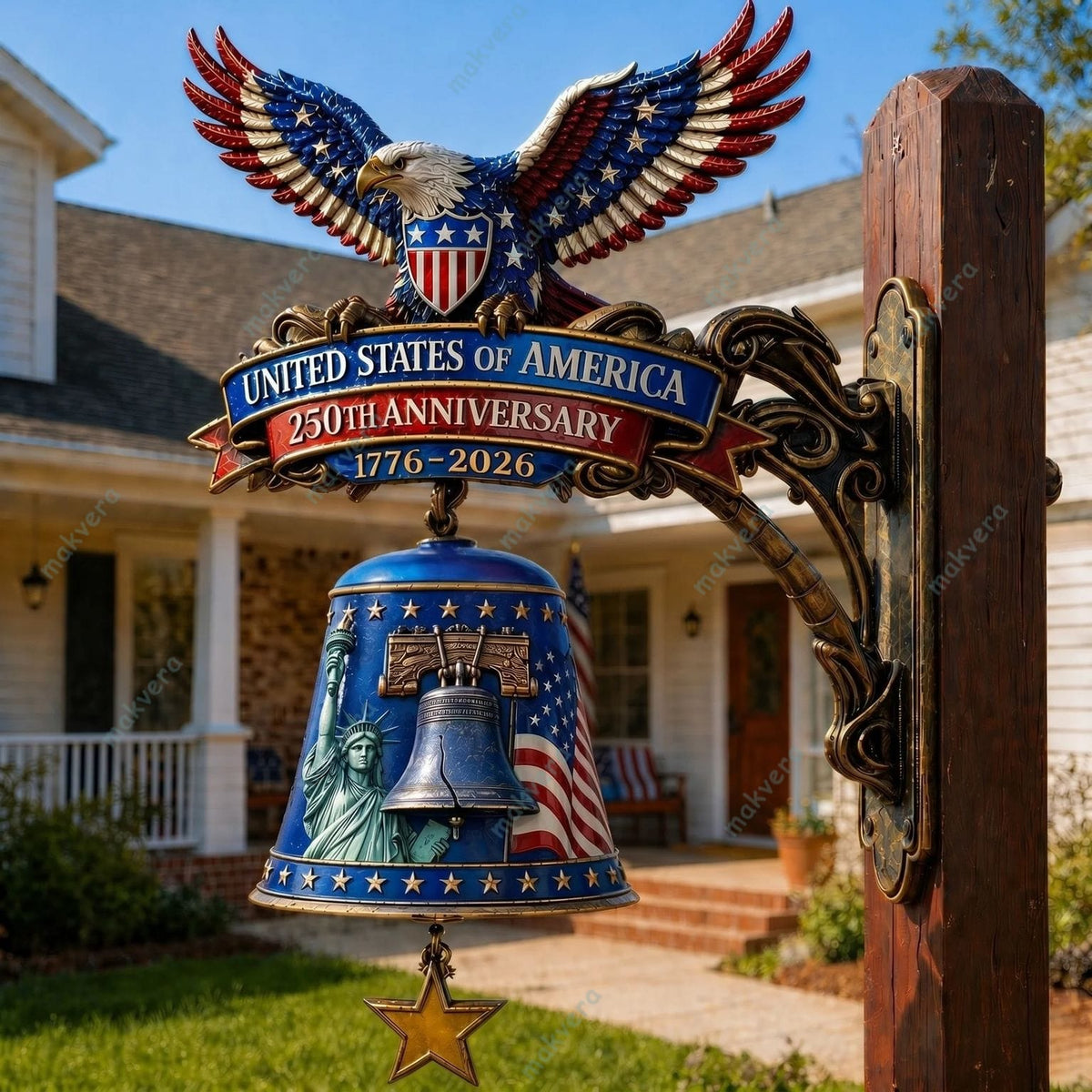 🏅USA 250th Anniversary Patriotic Wall Bell: 1776-2026 "Spirit of Liberty" Eagle🔔